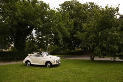 1968 Morris Minor Convertible ready for a yorkshire wedding