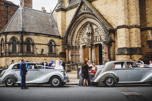Matching pair of silver Bentleys in York